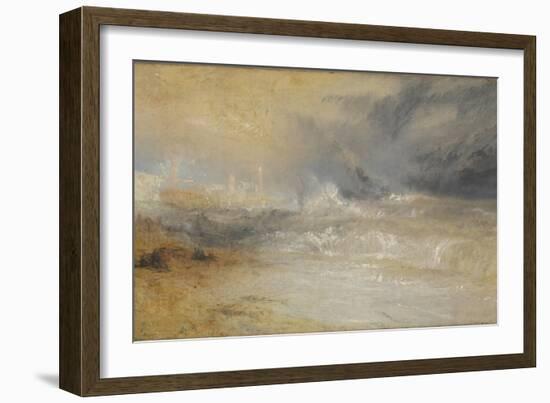 Waves Breaking on a Lee Shore at Margate (Study for 'Rockets and Blue Lights')-JMW Turner-Framed Giclee Print