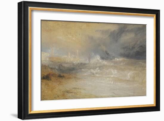 Waves Breaking on a Lee Shore at Margate (Study for 'Rockets and Blue Lights')-JMW Turner-Framed Giclee Print