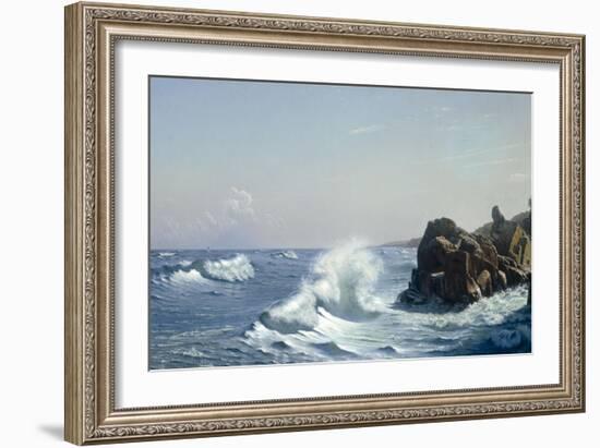 Waves Breaking on a Rocky Coast, 1881-Johannes Herman Brandt-Framed Giclee Print