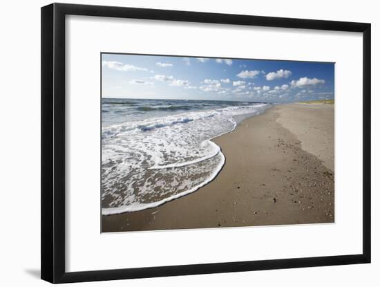 Waves Breaking on Empty Beach-null-Framed Photographic Print