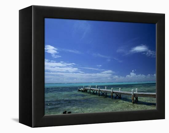 Waves Breaking on Reef on the Horizon, with Jetty in Foreground, Grand Cayman, Cayman Islands-Tomlinson Ruth-Framed Premier Image Canvas
