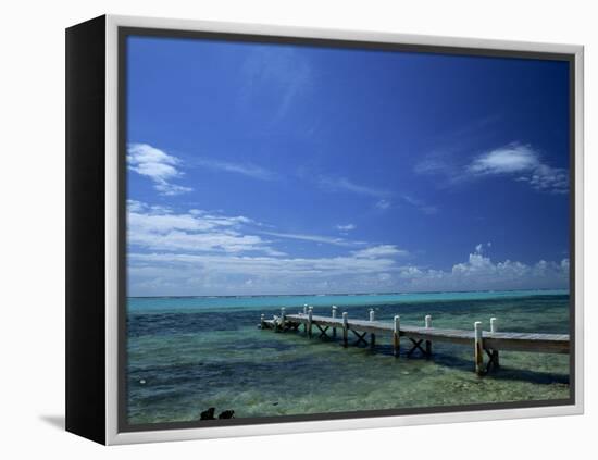 Waves Breaking on Reef on the Horizon, with Jetty in Foreground, Grand Cayman, Cayman Islands-Tomlinson Ruth-Framed Premier Image Canvas