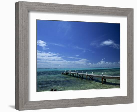 Waves Breaking on Reef on the Horizon, with Jetty in Foreground, Grand Cayman, Cayman Islands-Tomlinson Ruth-Framed Photographic Print