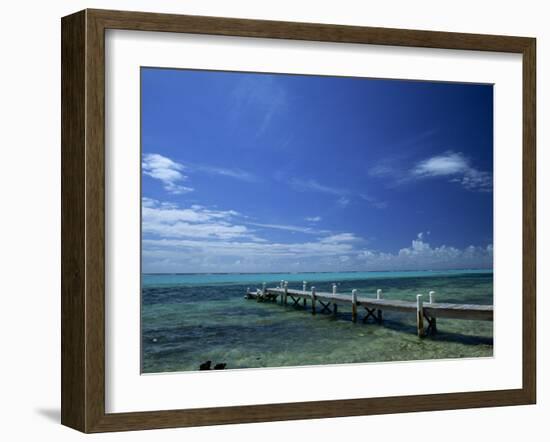 Waves Breaking on Reef on the Horizon, with Jetty in Foreground, Grand Cayman, Cayman Islands-Tomlinson Ruth-Framed Photographic Print