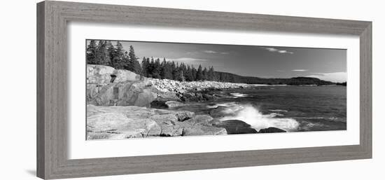 Waves Breaking on Rocks at the Coast, Acadia National Park, Schoodic Peninsula, Maine, USA-null-Framed Photographic Print