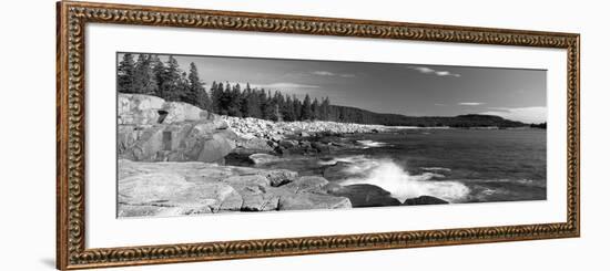 Waves Breaking on Rocks at the Coast, Acadia National Park, Schoodic Peninsula, Maine, USA-null-Framed Photographic Print