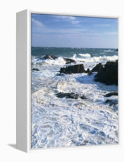 Waves Breaking on the Rocks Along the Corniche D'Esterel, Alpes-Maritimes, Provence, France-David Hughes-Framed Premier Image Canvas