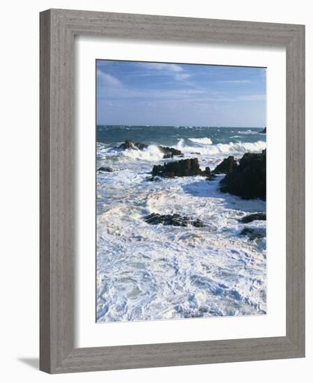 Waves Breaking on the Rocks Along the Corniche D'Esterel, Alpes-Maritimes, Provence, France-David Hughes-Framed Photographic Print