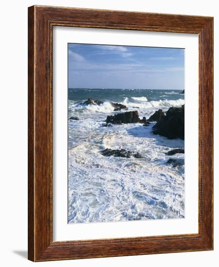 Waves Breaking on the Rocks Along the Corniche D'Esterel, Alpes-Maritimes, Provence, France-David Hughes-Framed Photographic Print