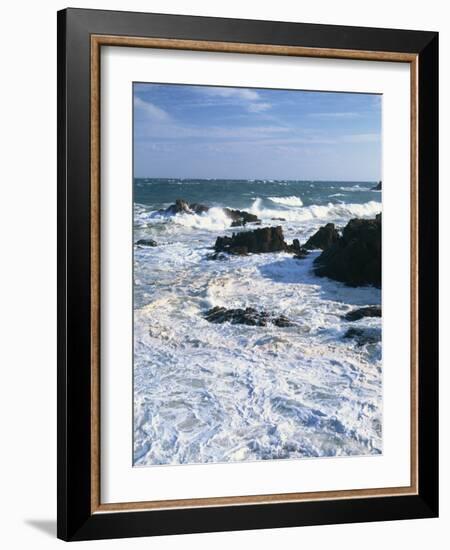 Waves Breaking on the Rocks Along the Corniche D'Esterel, Alpes-Maritimes, Provence, France-David Hughes-Framed Photographic Print