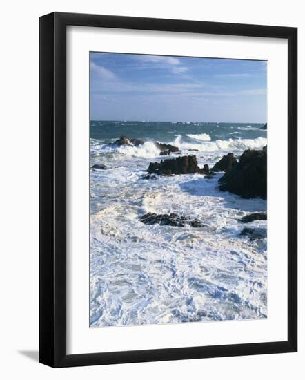 Waves Breaking on the Rocks Along the Corniche D'Esterel, Alpes-Maritimes, Provence, France-David Hughes-Framed Photographic Print