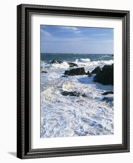 Waves Breaking on the Rocks Along the Corniche D'Esterel, Alpes-Maritimes, Provence, France-David Hughes-Framed Photographic Print