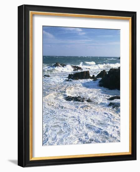 Waves Breaking on the Rocks Along the Corniche D'Esterel, Alpes-Maritimes, Provence, France-David Hughes-Framed Photographic Print