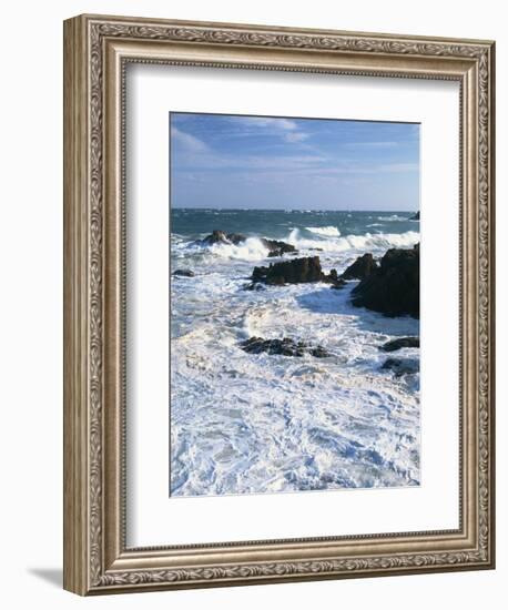 Waves Breaking on the Rocks Along the Corniche D'Esterel, Alpes-Maritimes, Provence, France-David Hughes-Framed Photographic Print