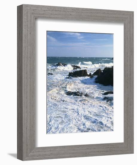 Waves Breaking on the Rocks Along the Corniche D'Esterel, Alpes-Maritimes, Provence, France-David Hughes-Framed Photographic Print