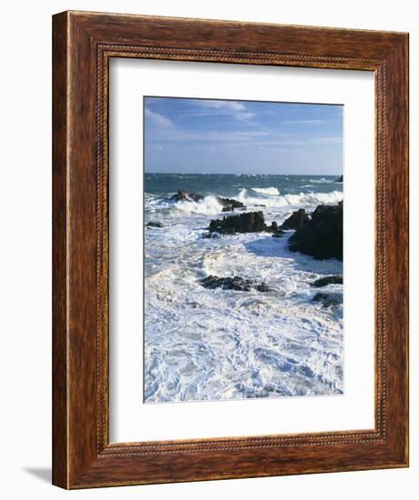 Waves Breaking on the Rocks Along the Corniche D'Esterel, Alpes-Maritimes, Provence, France-David Hughes-Framed Photographic Print