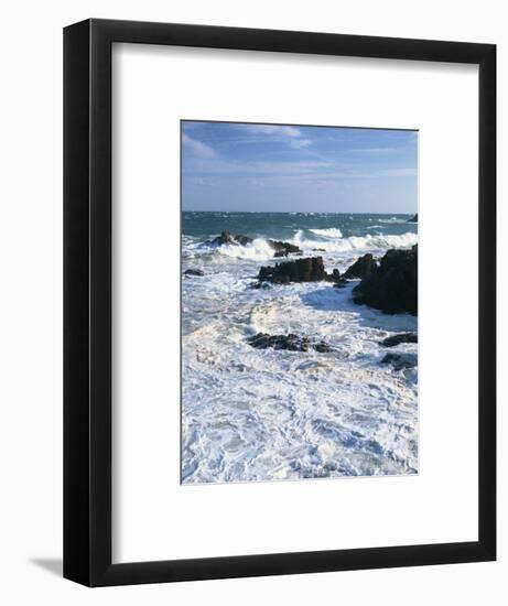 Waves Breaking on the Rocks Along the Corniche D'Esterel, Alpes-Maritimes, Provence, France-David Hughes-Framed Photographic Print