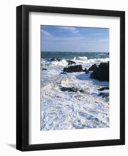 Waves Breaking on the Rocks Along the Corniche D'Esterel, Alpes-Maritimes, Provence, France-David Hughes-Framed Photographic Print