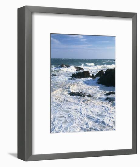 Waves Breaking on the Rocks Along the Corniche D'Esterel, Alpes-Maritimes, Provence, France-David Hughes-Framed Photographic Print