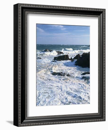 Waves Breaking on the Rocks Along the Corniche D'Esterel, Alpes-Maritimes, Provence, France-David Hughes-Framed Photographic Print