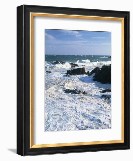Waves Breaking on the Rocks Along the Corniche D'Esterel, Alpes-Maritimes, Provence, France-David Hughes-Framed Photographic Print