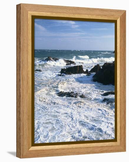 Waves Breaking on the Rocks Along the Corniche D'Esterel, Alpes-Maritimes, Provence, France-David Hughes-Framed Premier Image Canvas