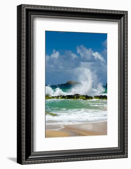 Waves Breaking on the Rocks at Kauapea Beach, Kauai, Hawaii, USA-Richard Duval-Framed Photographic Print