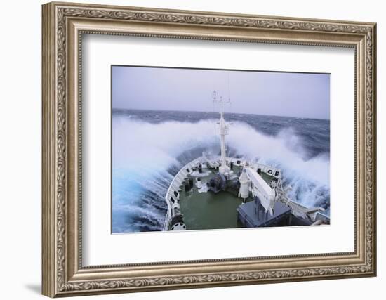 Waves Breaking over the Bow of a Ship-DLILLC-Framed Photographic Print