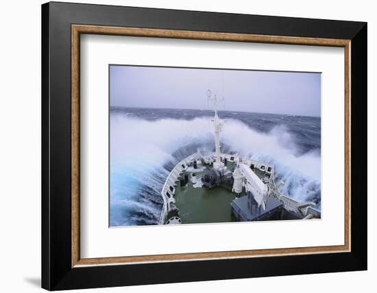 Waves Breaking over the Bow of a Ship-DLILLC-Framed Photographic Print