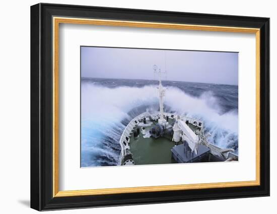 Waves Breaking over the Bow of a Ship-DLILLC-Framed Photographic Print