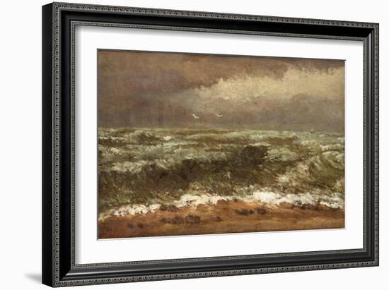 Waves, C.1870 (Oil on Canvas)-Gustave Courbet-Framed Giclee Print