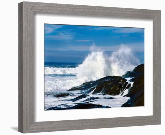 Waves crashing against rocks at Pirate Cove, Oregon Coast, Lincoln County, Oregon, USA-null-Framed Photographic Print