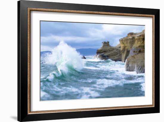 Waves Crashing Along Cape Kiwanda. Pacific City, OR-Justin Bailie-Framed Photographic Print