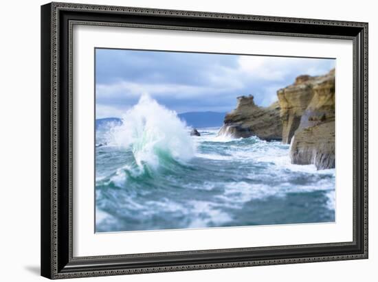 Waves Crashing Along Cape Kiwanda. Pacific City, OR-Justin Bailie-Framed Photographic Print