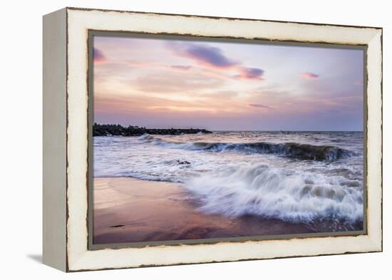 Waves Crashing on Negombo Beach at Sunset, West Coast of Sri Lanka, Asia-Matthew Williams-Ellis-Framed Premier Image Canvas