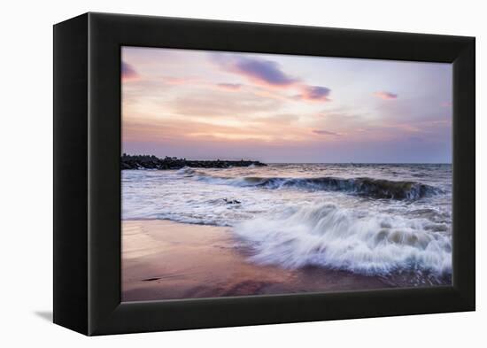 Waves Crashing on Negombo Beach at Sunset, West Coast of Sri Lanka, Asia-Matthew Williams-Ellis-Framed Premier Image Canvas