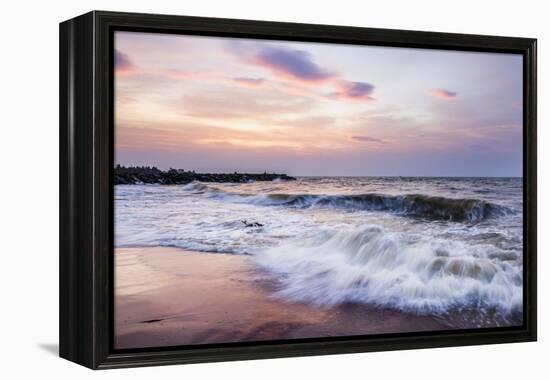 Waves Crashing on Negombo Beach at Sunset, West Coast of Sri Lanka, Asia-Matthew Williams-Ellis-Framed Premier Image Canvas