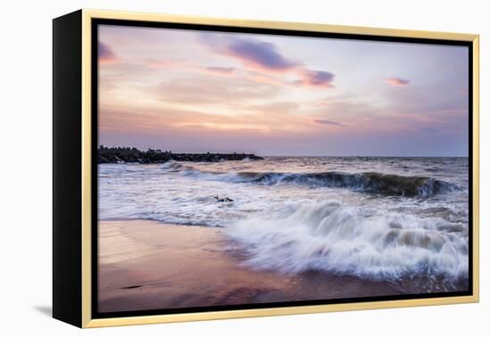 Waves Crashing on Negombo Beach at Sunset, West Coast of Sri Lanka, Asia-Matthew Williams-Ellis-Framed Premier Image Canvas