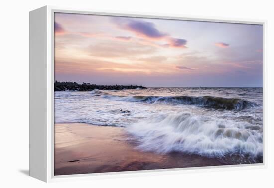 Waves Crashing on Negombo Beach at Sunset, West Coast of Sri Lanka, Asia-Matthew Williams-Ellis-Framed Premier Image Canvas