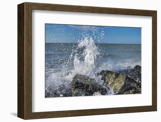 Waves crashing on rocks, Honeymoon Island State Park, Dunedin, Florida, USA-Lisa Engelbrecht-Framed Photographic Print