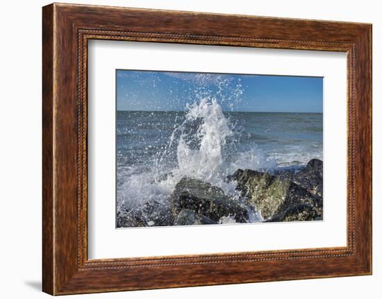 Waves crashing on rocks, Honeymoon Island State Park, Dunedin, Florida, USA-Lisa Engelbrecht-Framed Photographic Print