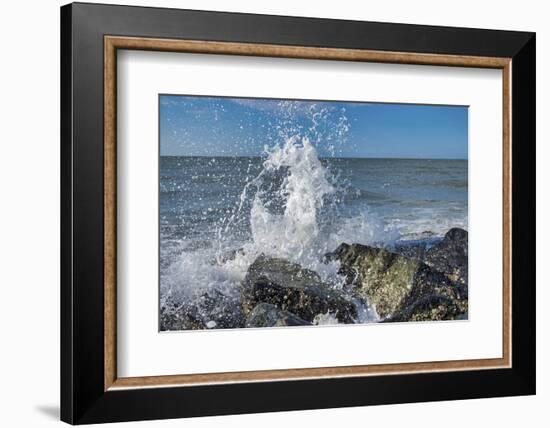 Waves crashing on rocks, Honeymoon Island State Park, Dunedin, Florida, USA-Lisa Engelbrecht-Framed Photographic Print