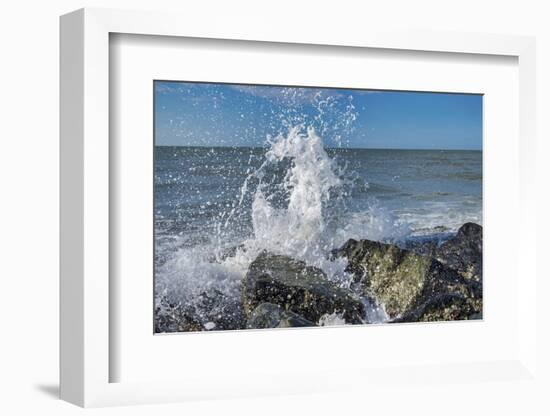 Waves crashing on rocks, Honeymoon Island State Park, Dunedin, Florida, USA-Lisa Engelbrecht-Framed Photographic Print