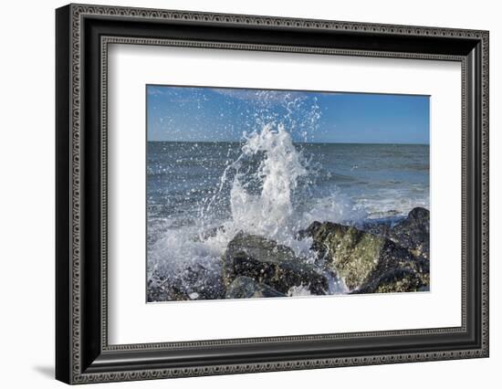 Waves crashing on rocks, Honeymoon Island State Park, Dunedin, Florida, USA-Lisa Engelbrecht-Framed Photographic Print