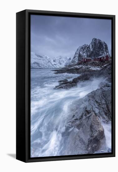 Waves Crashing on the Cliffs Near the Houses of the Fishermen-ClickAlps-Framed Premier Image Canvas