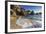 Waves crashing on the sandy beach framed by cliffs, Capo Testa, Santa Teresa di Gallura, Italy-Roberto Moiola-Framed Photographic Print