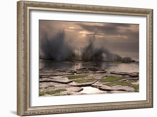 Waves Crashing on to a Rock Shelf-A Periam Photography-Framed Photographic Print