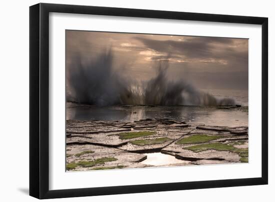 Waves Crashing on to a Rock Shelf-A Periam Photography-Framed Photographic Print