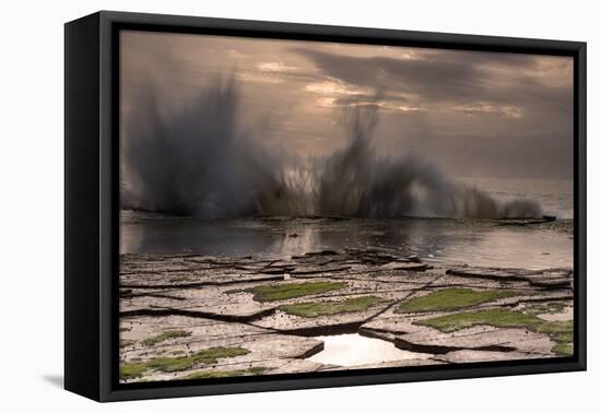 Waves Crashing on to a Rock Shelf-A Periam Photography-Framed Premier Image Canvas