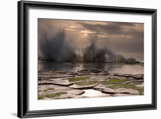 Waves Crashing on to a Rock Shelf-A Periam Photography-Framed Photographic Print